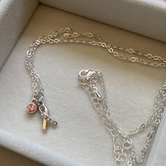 Handmade Silver Breast Cancer Pink Charm Necklace - Picture 6 of 15